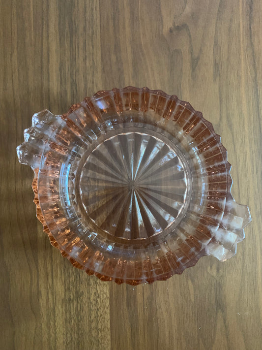 Pale Pink Depression Glass Bowl with 2 Handles