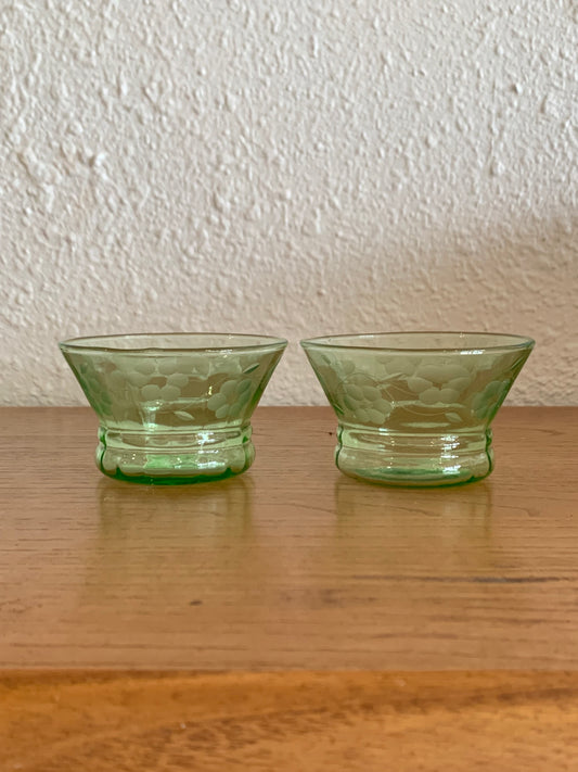Etched Green Stemless Martini Glass