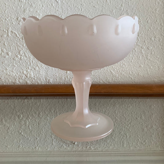 Indiana Glass Teardrop Frosted Pink Footed Bowl