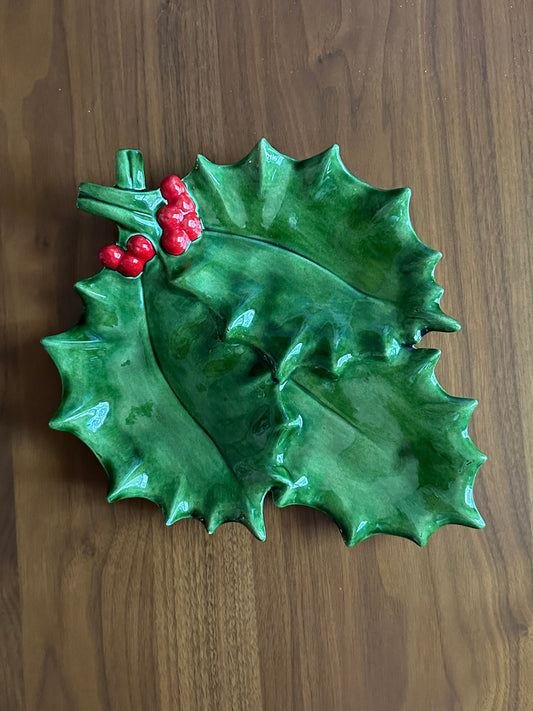 Ceramic Hollyberry 3 Section Relish Tray