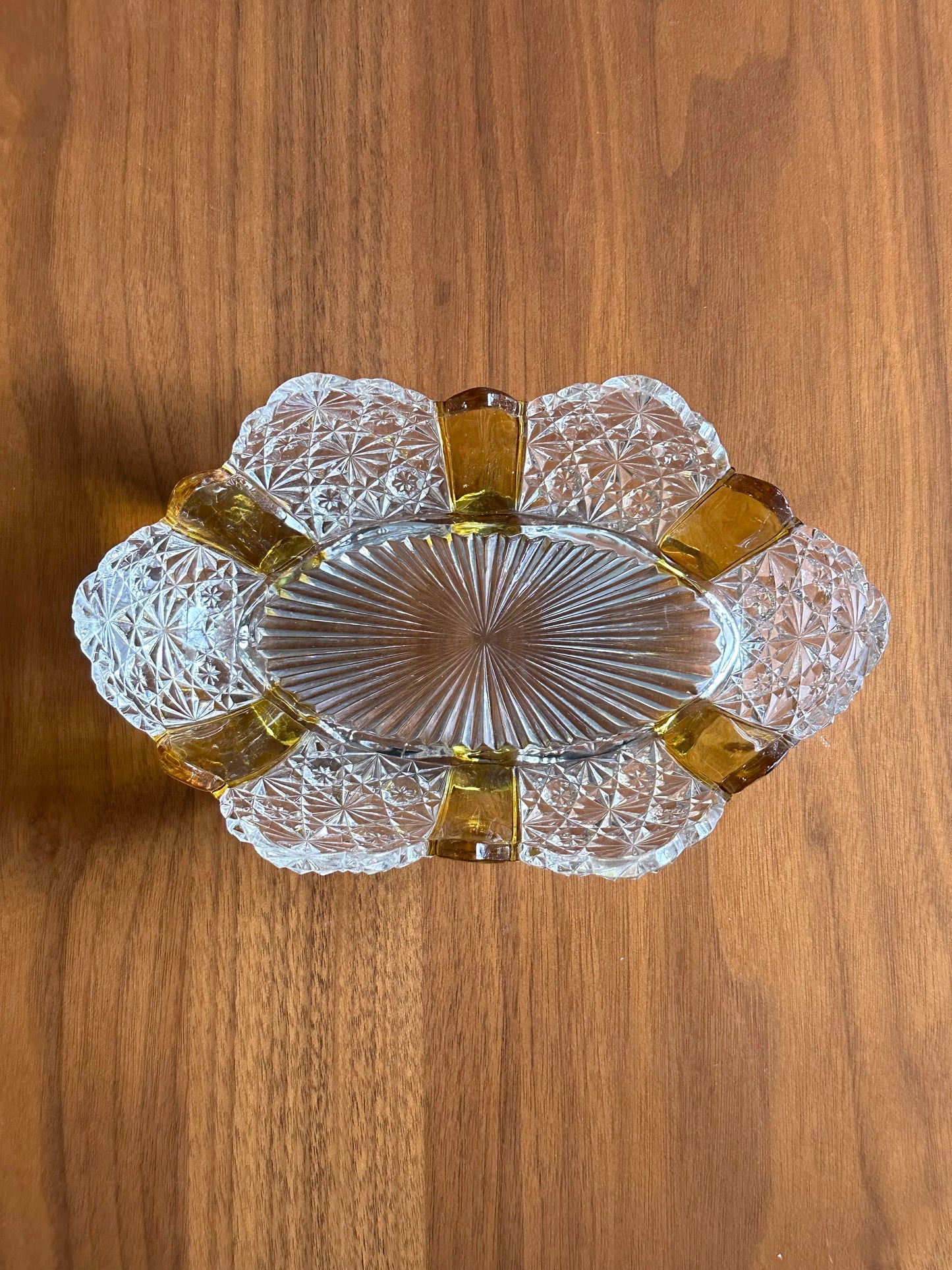 Duncan & Miller Ellrose Amberette Daisy and Button Oval Bowl