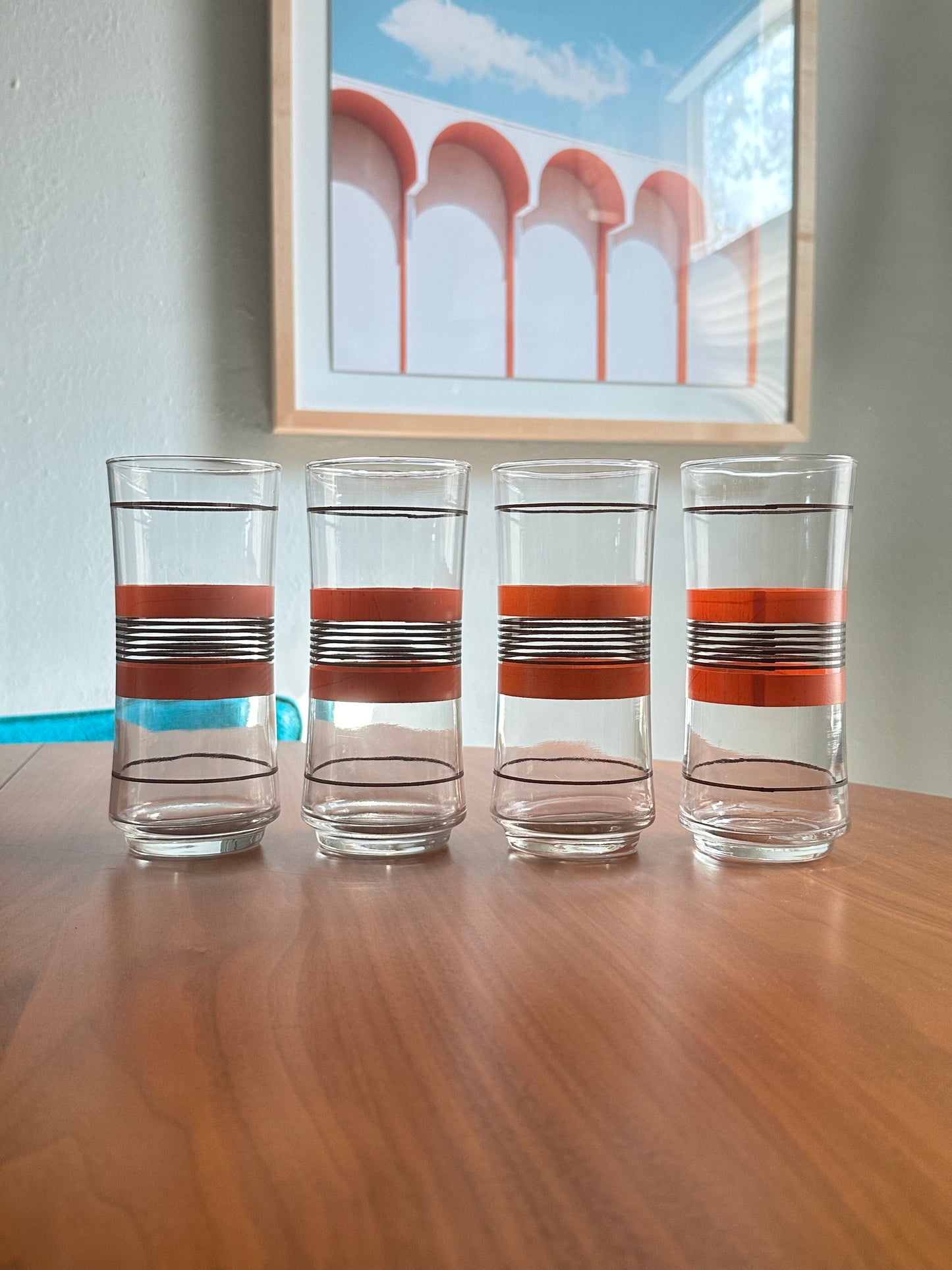 Libbey Orange Striped Water Glass