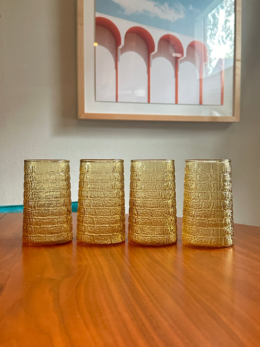 Amber Textured Water Glass