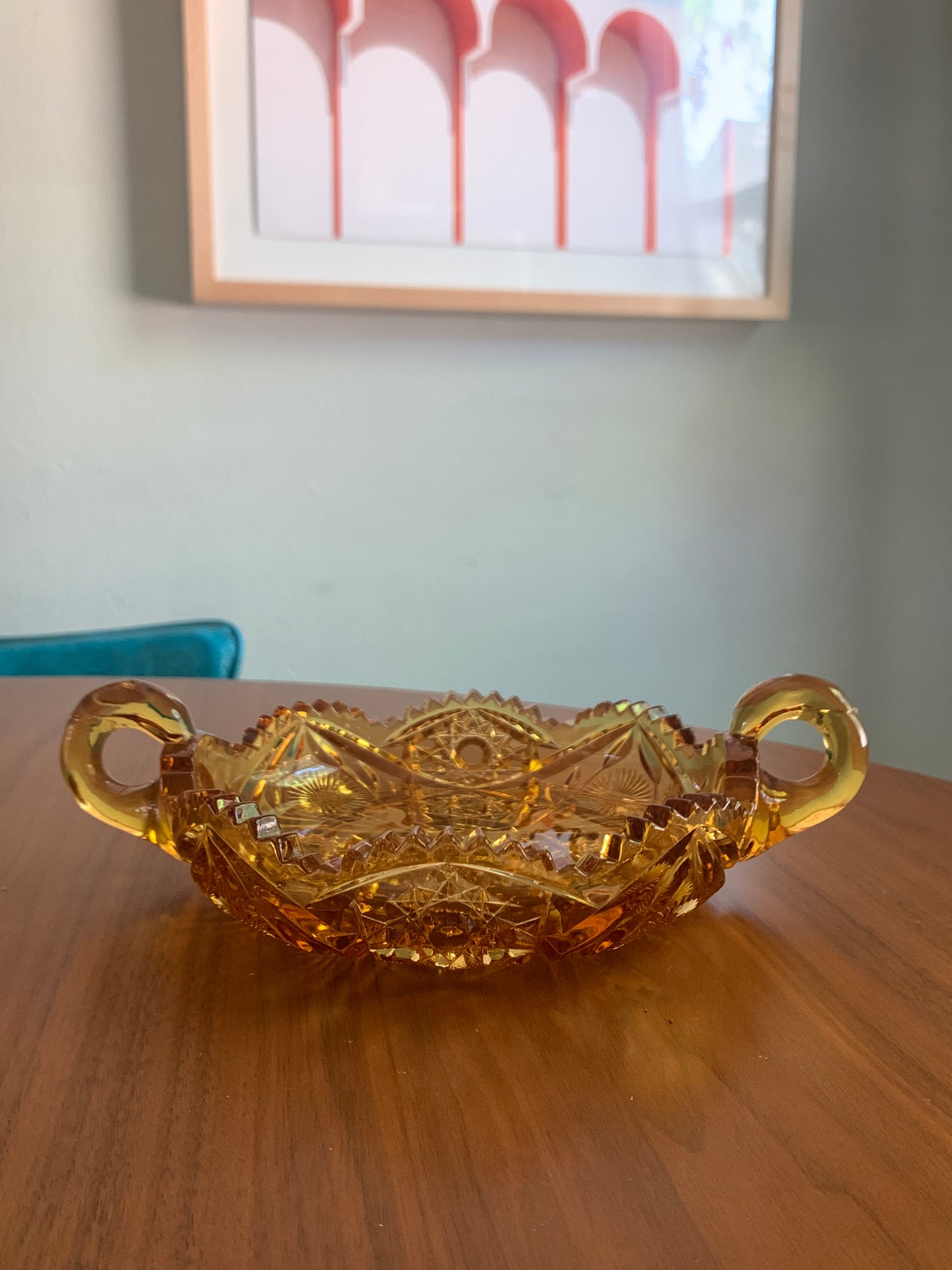 LE Smith Glass Amber Candy Dish