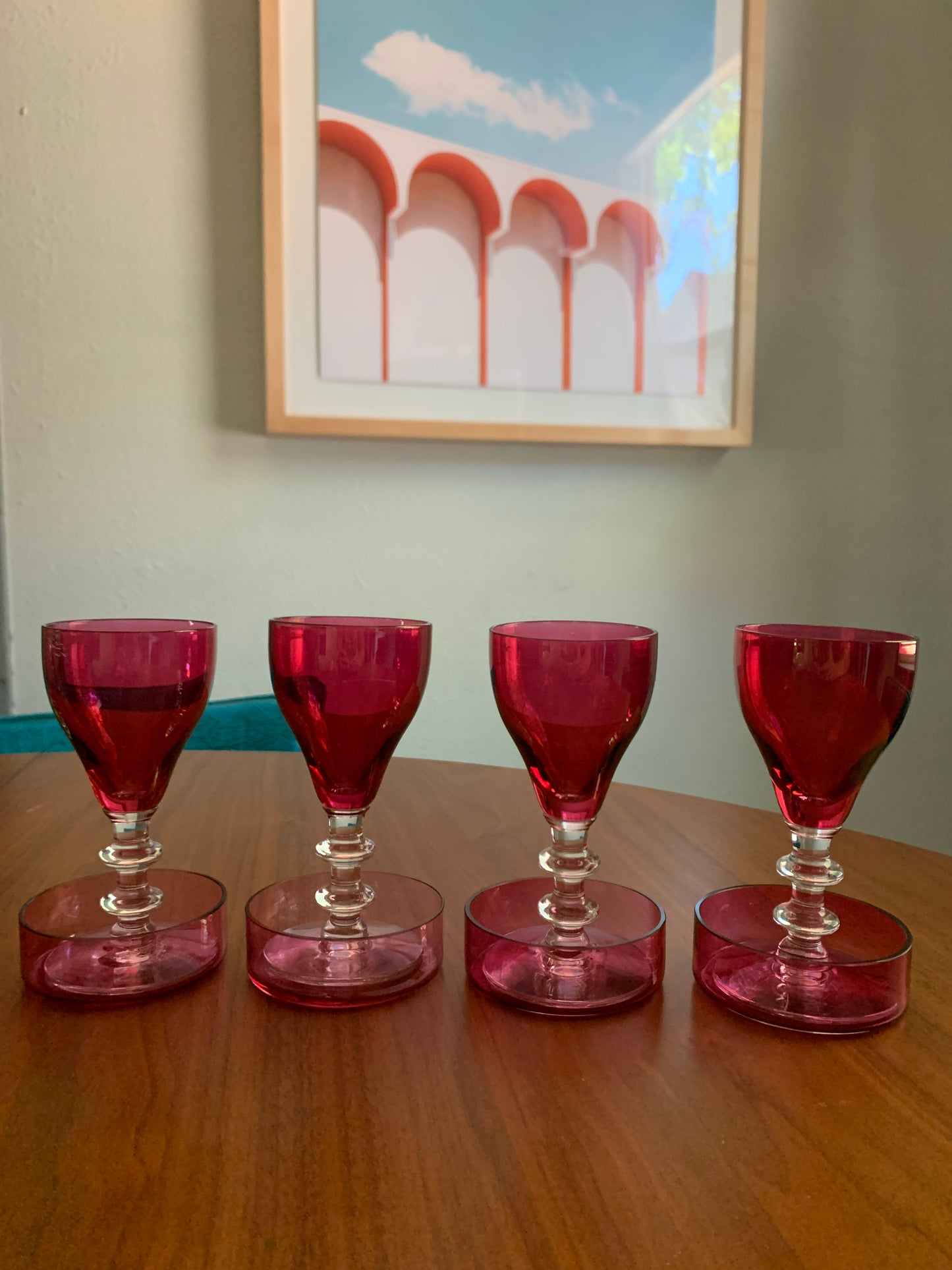 Ruby Cordial Glass with Coaster