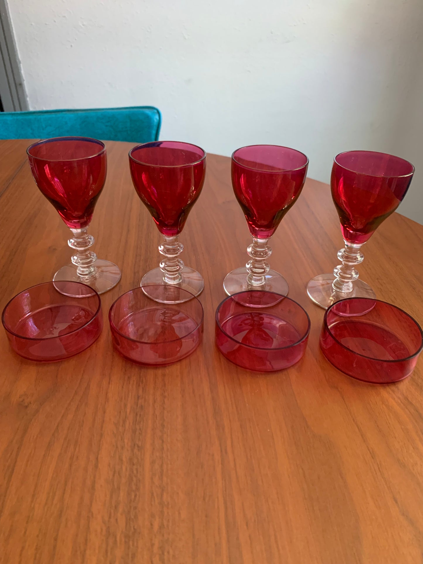 Ruby Cordial Glass with Coaster