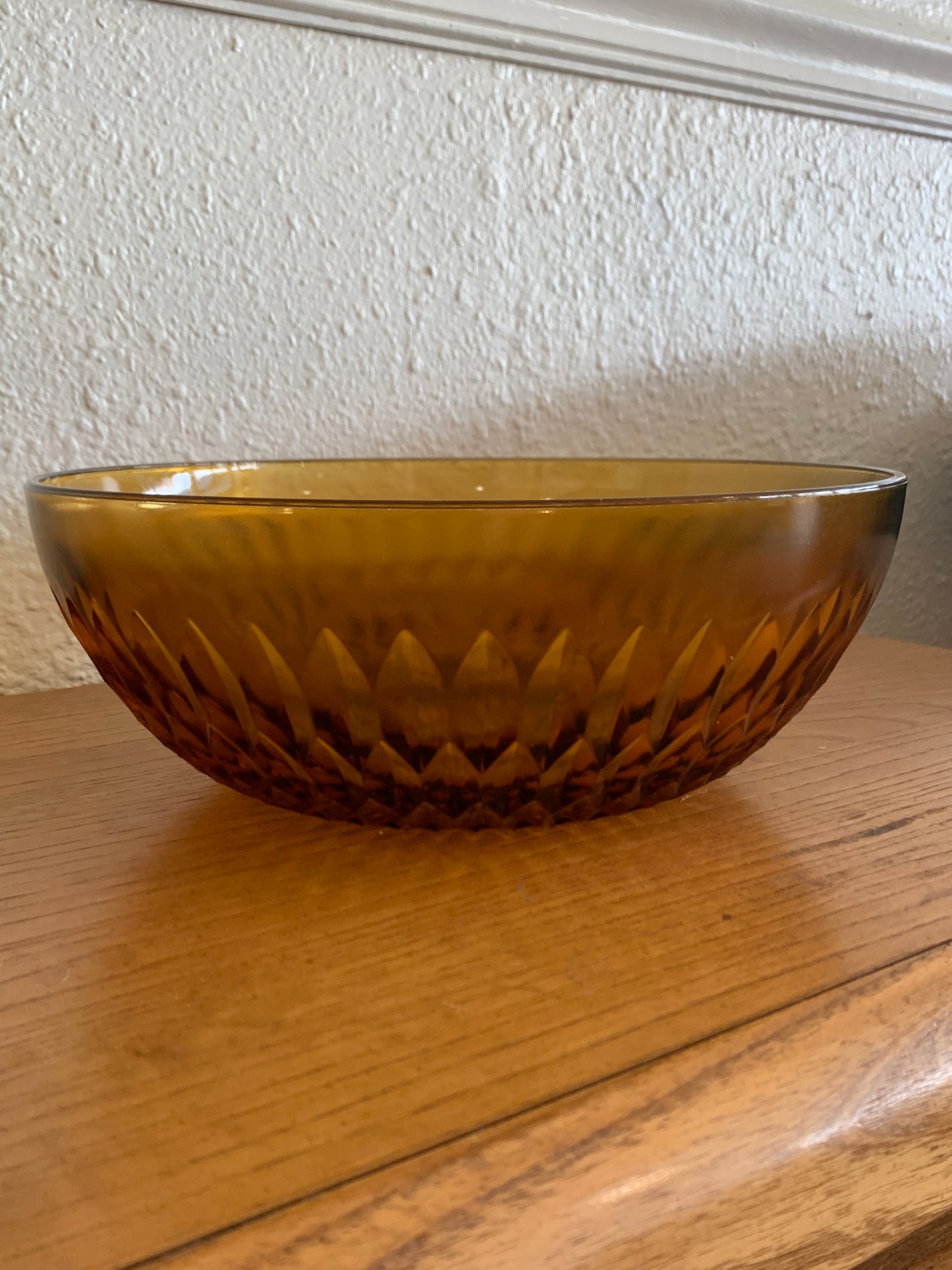 Indiana Glass Amber Diamond Point Large Bowl