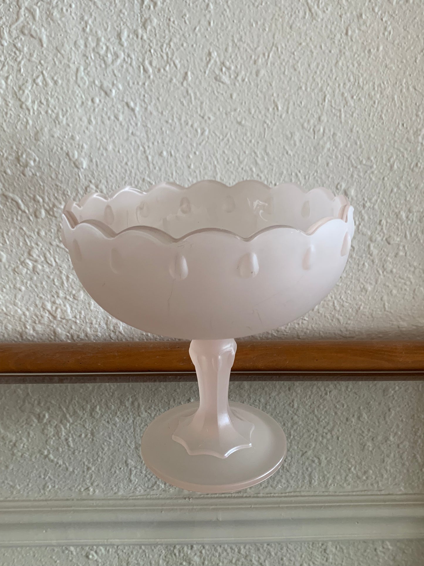 Indiana Glass Teardrop Frosted Pink Footed Bowl