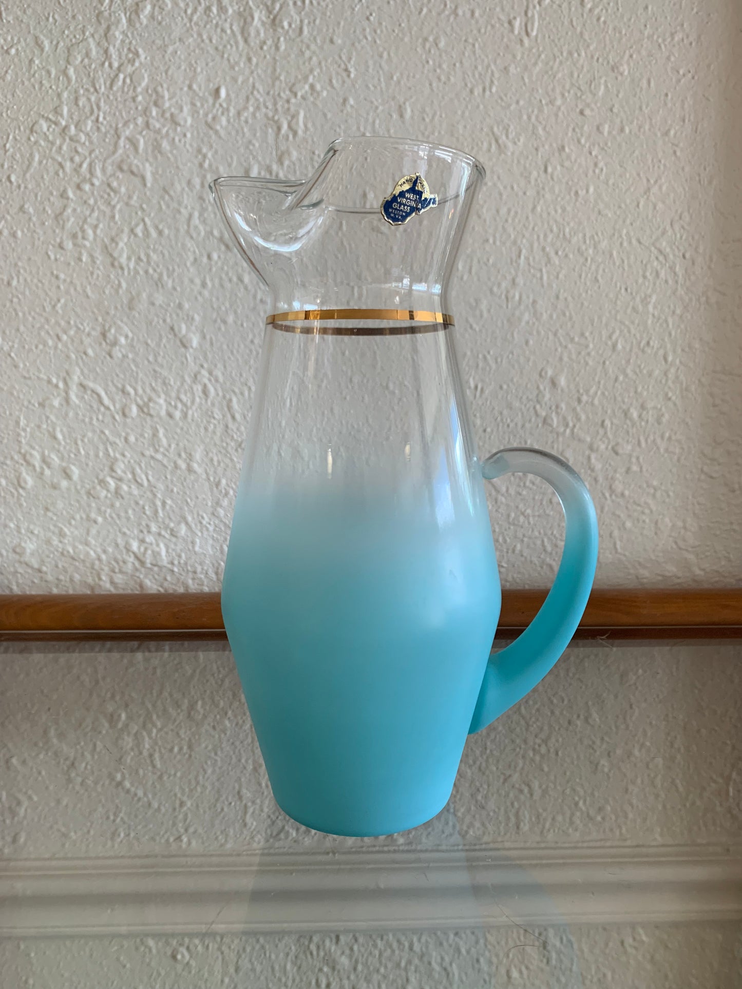 West Virginia Glass Blendo Pitcher and Juice Glass Set