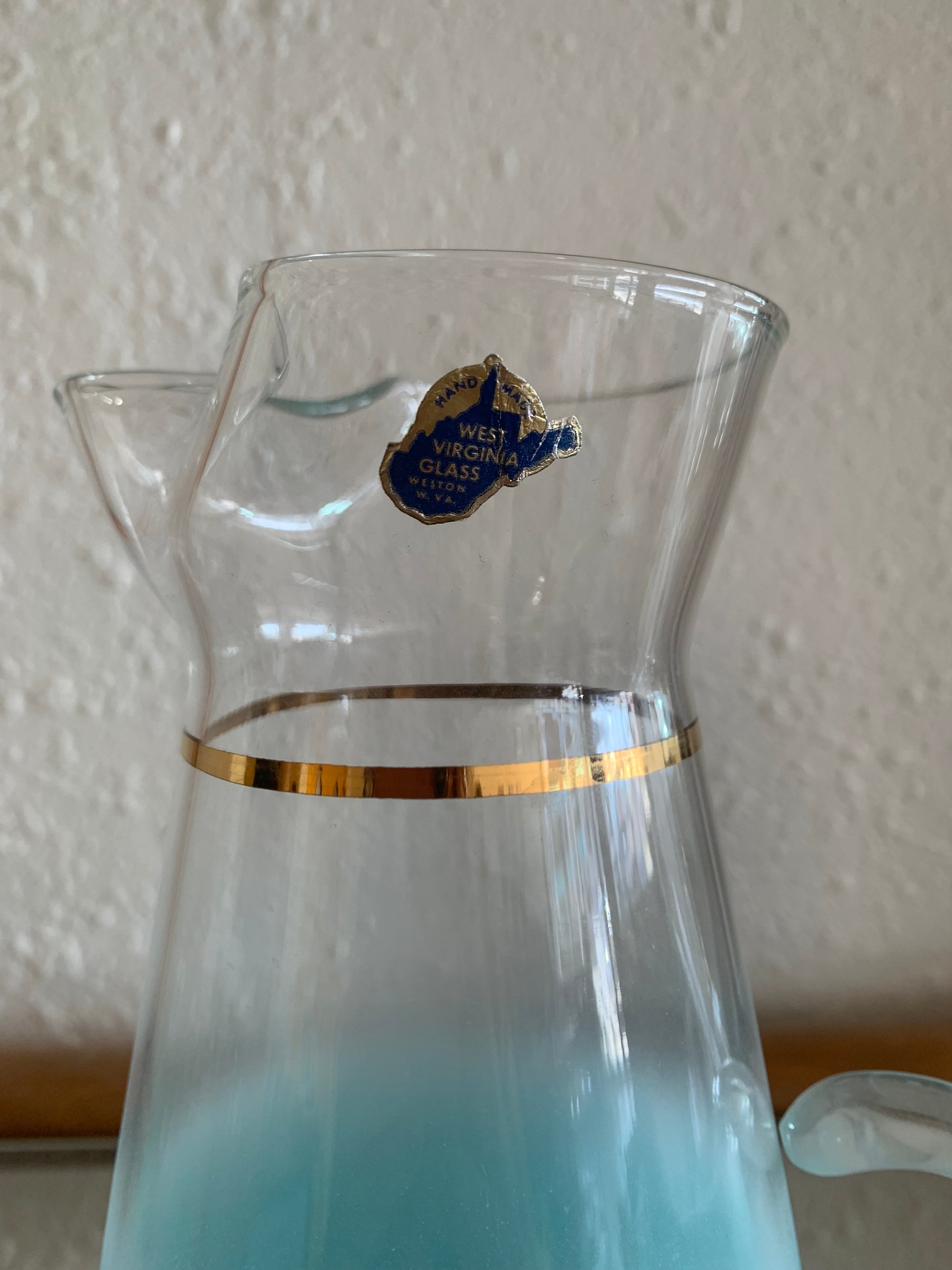 Blendo Juice Pitcher 4 Glasses Set Vintage West Virginia Glass - Ruby Lane