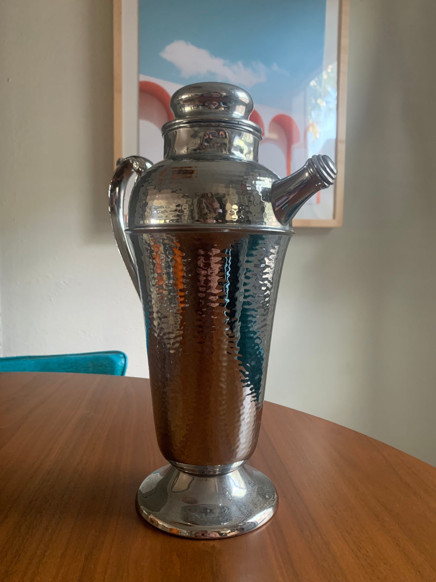 Sterling Silver Art Deco Cocktail Shaker with Handle