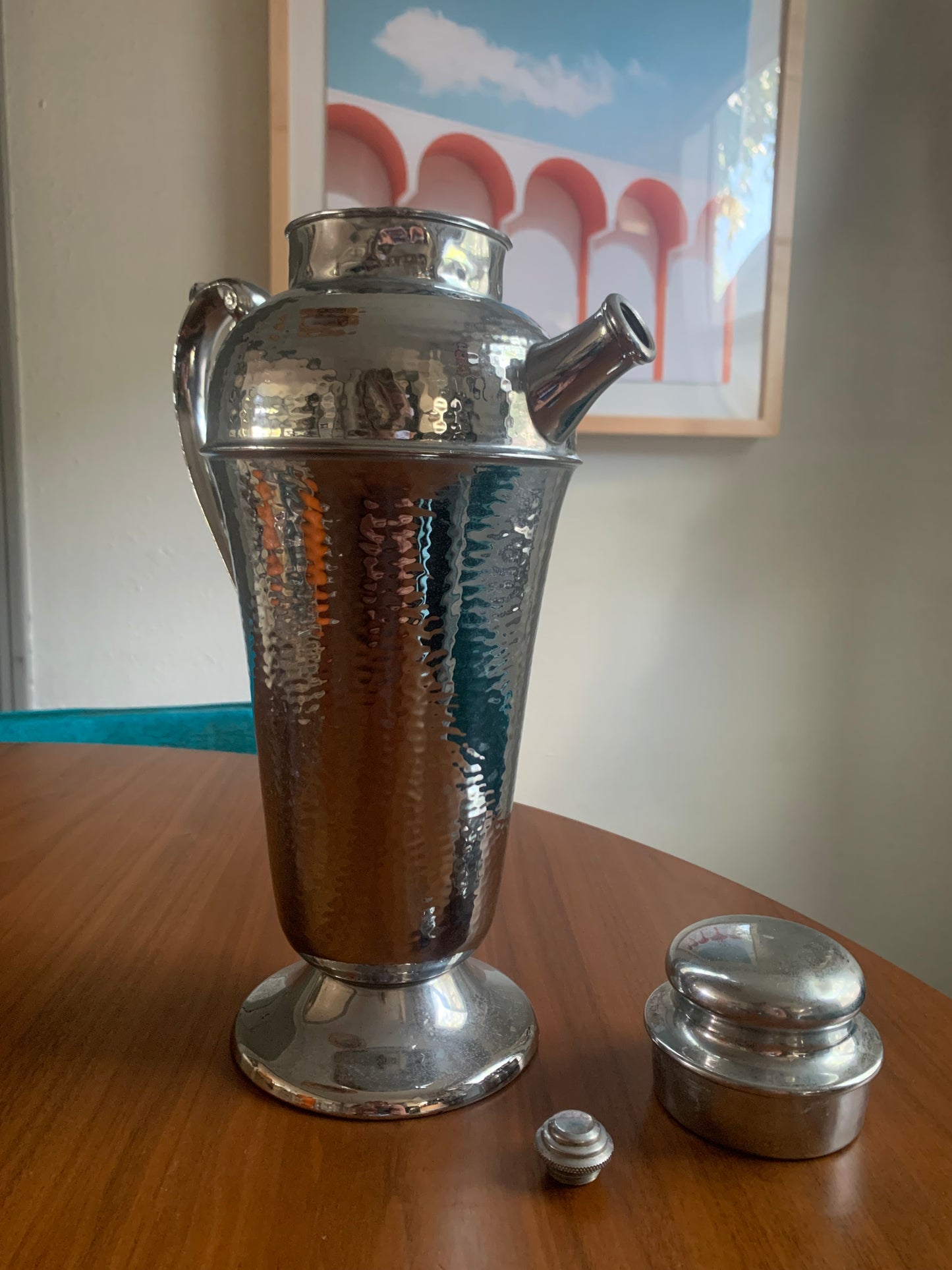 Sterling Silver Art Deco Cocktail Shaker with Handle