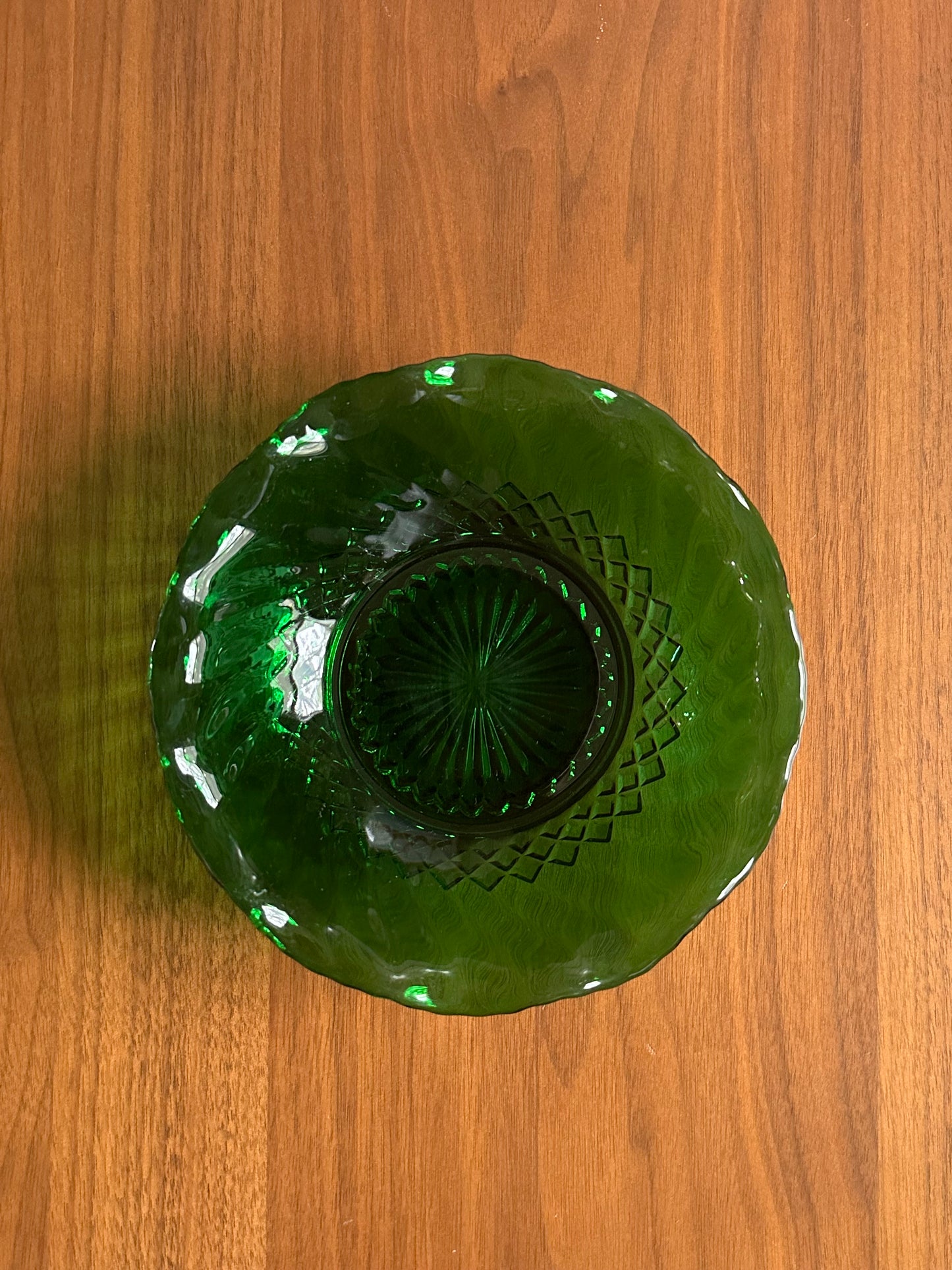 Anchor Hocking Forest Green Scalloped Bowl
