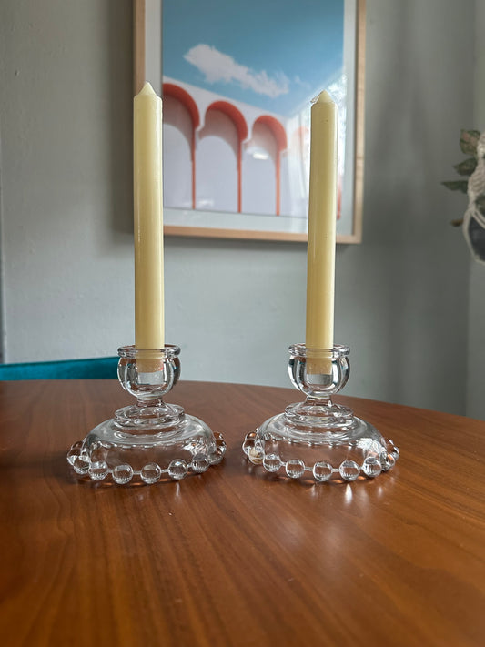 Imperial Glass Candlewick Clear Candlesticks