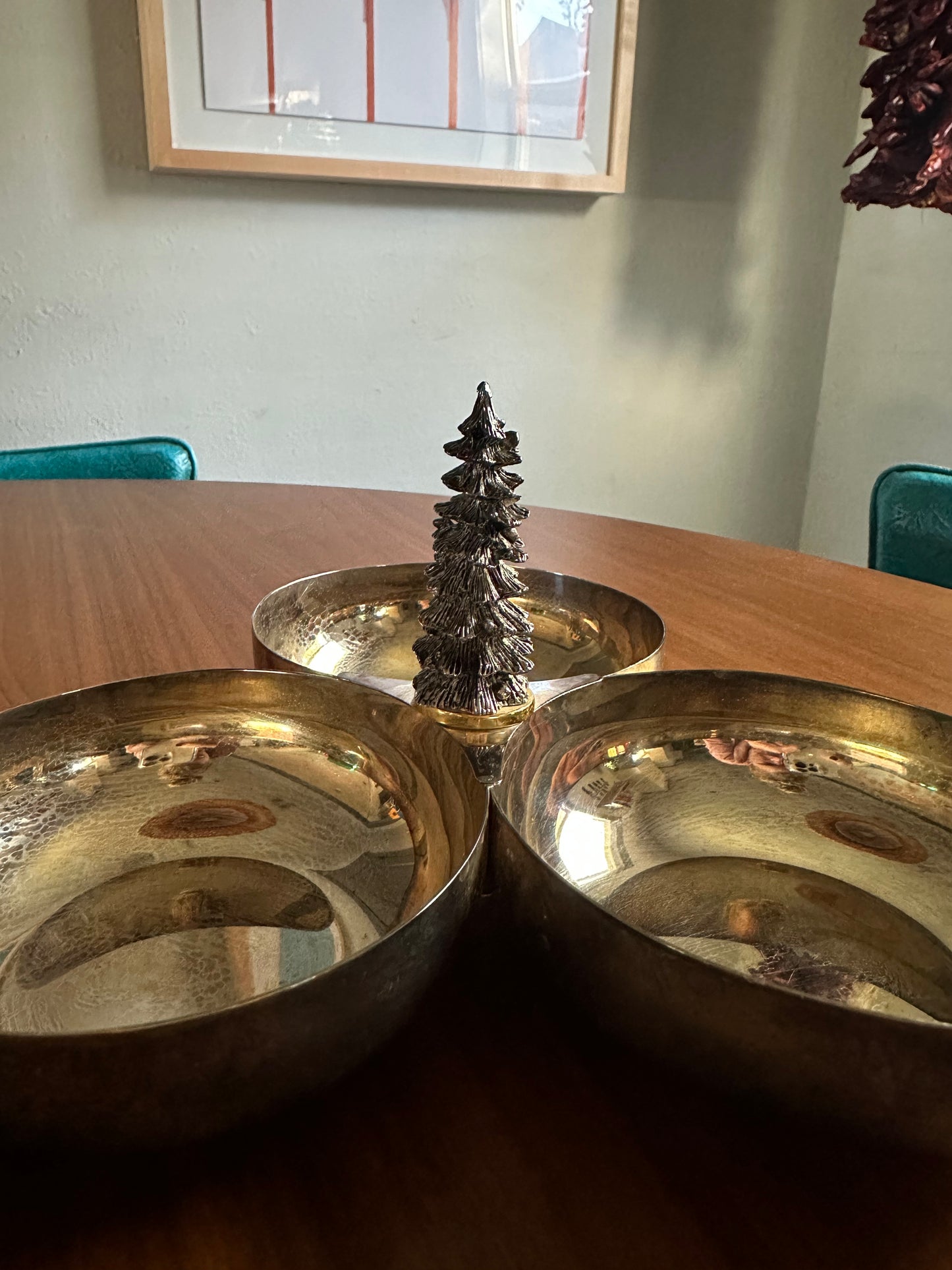 Silver Relish Tray with Christmas Tree
