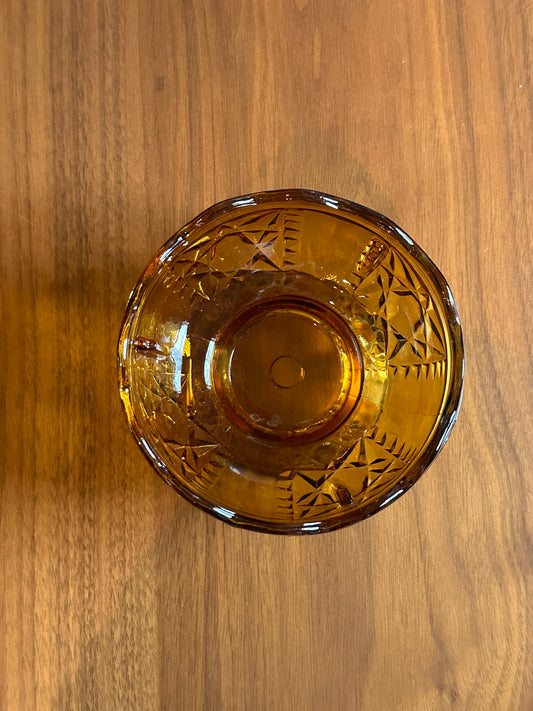 Indiana Glass Amber Stars and Bars Footed Bowl