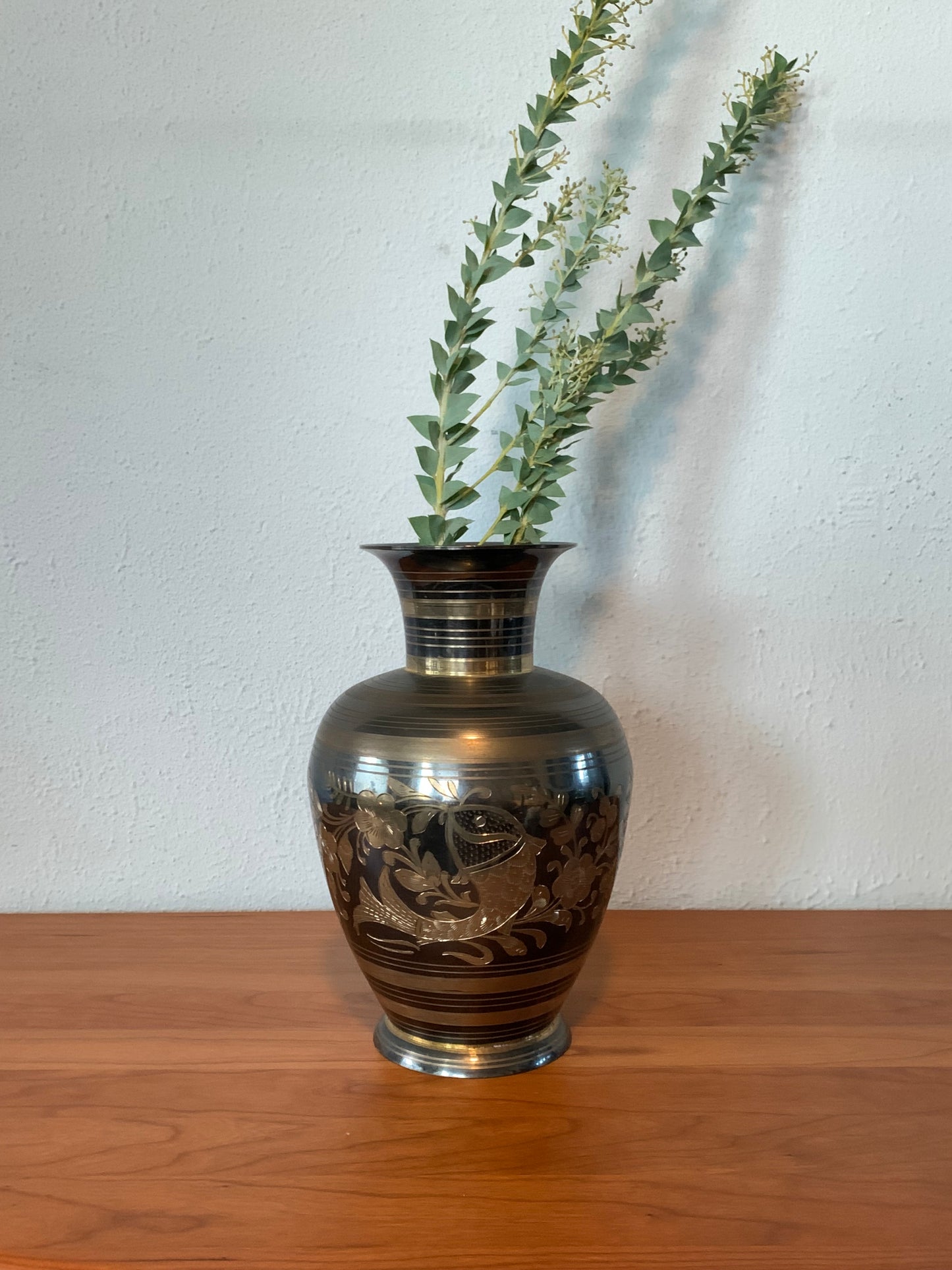 Brass and Bronze Inlaid Vase