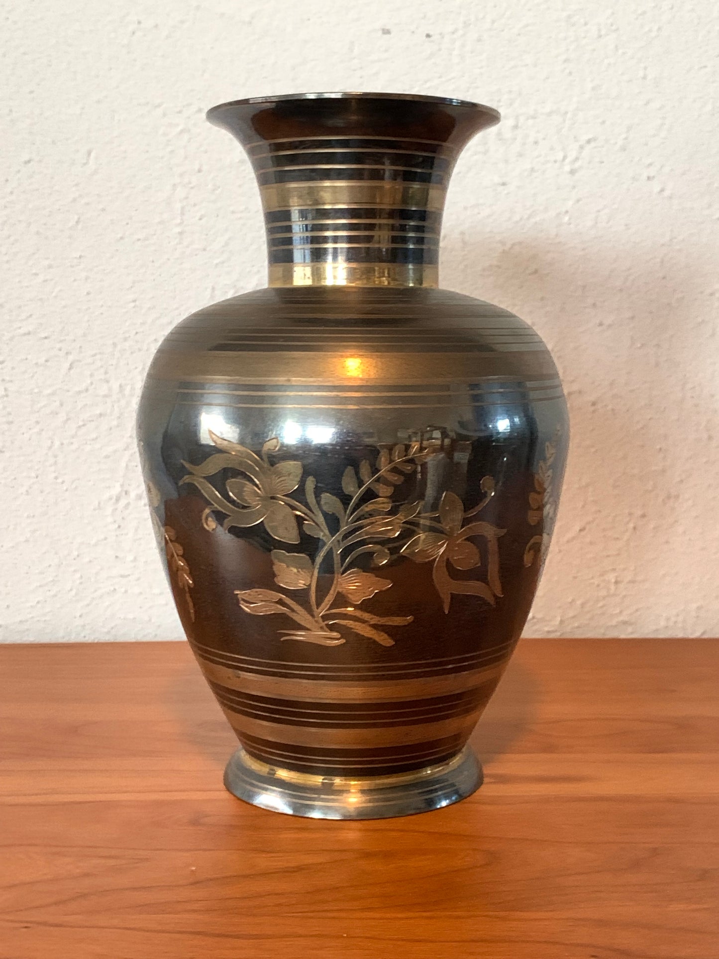 Brass and Bronze Inlaid Vase