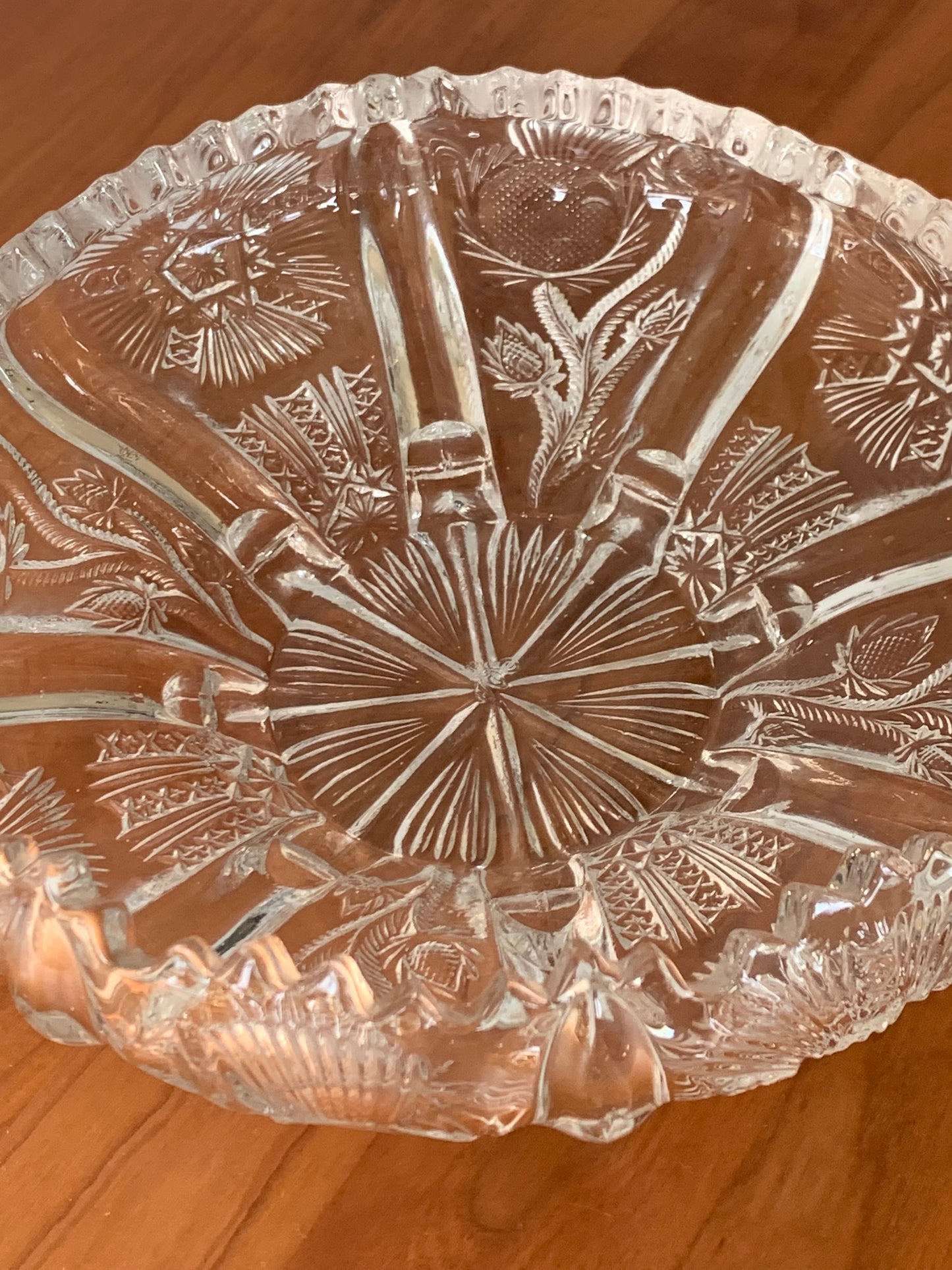 Higbee Pressed Glass Thistle Pattern Serving Bowl