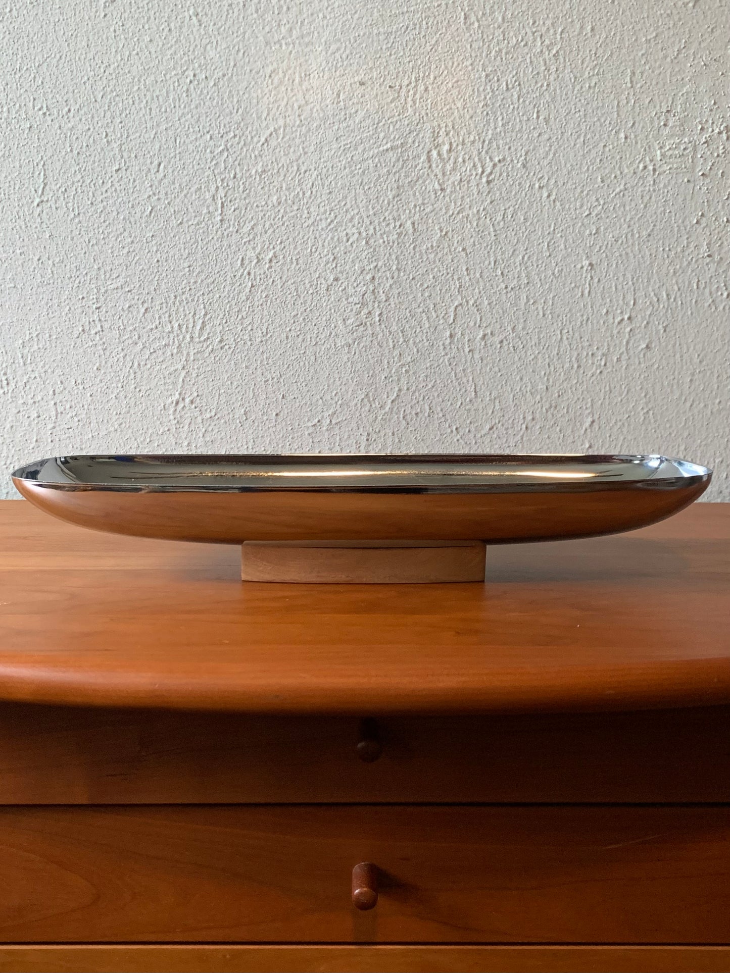 Milbern Silver Oblong Tray on Wood Stand