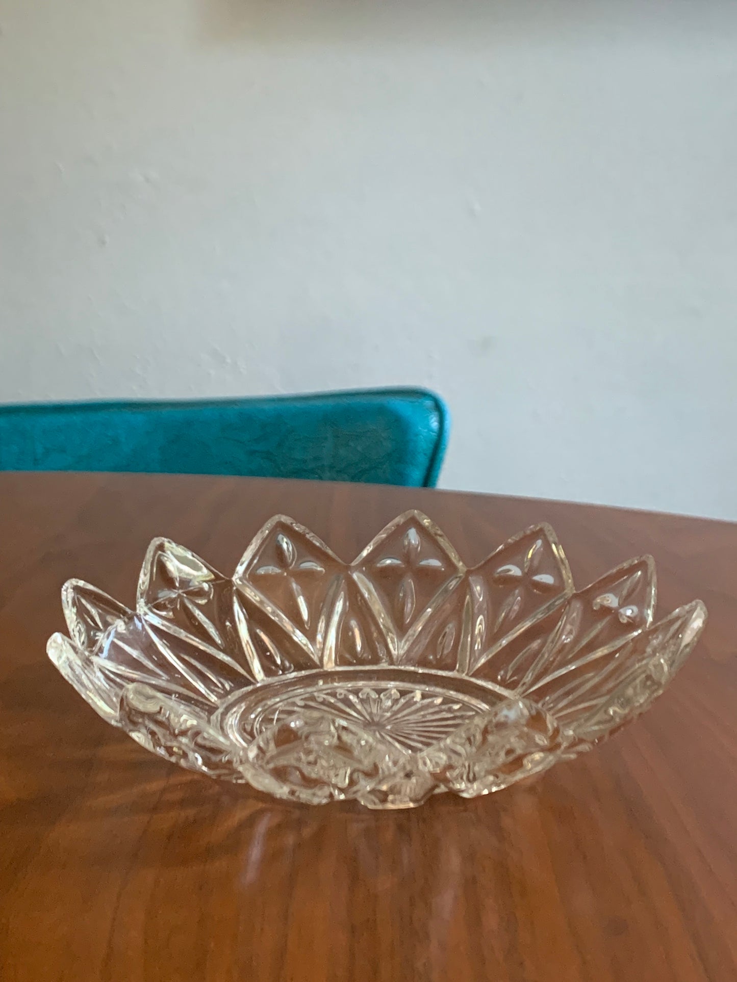 Clear Pressed Glass Small Petal Plate