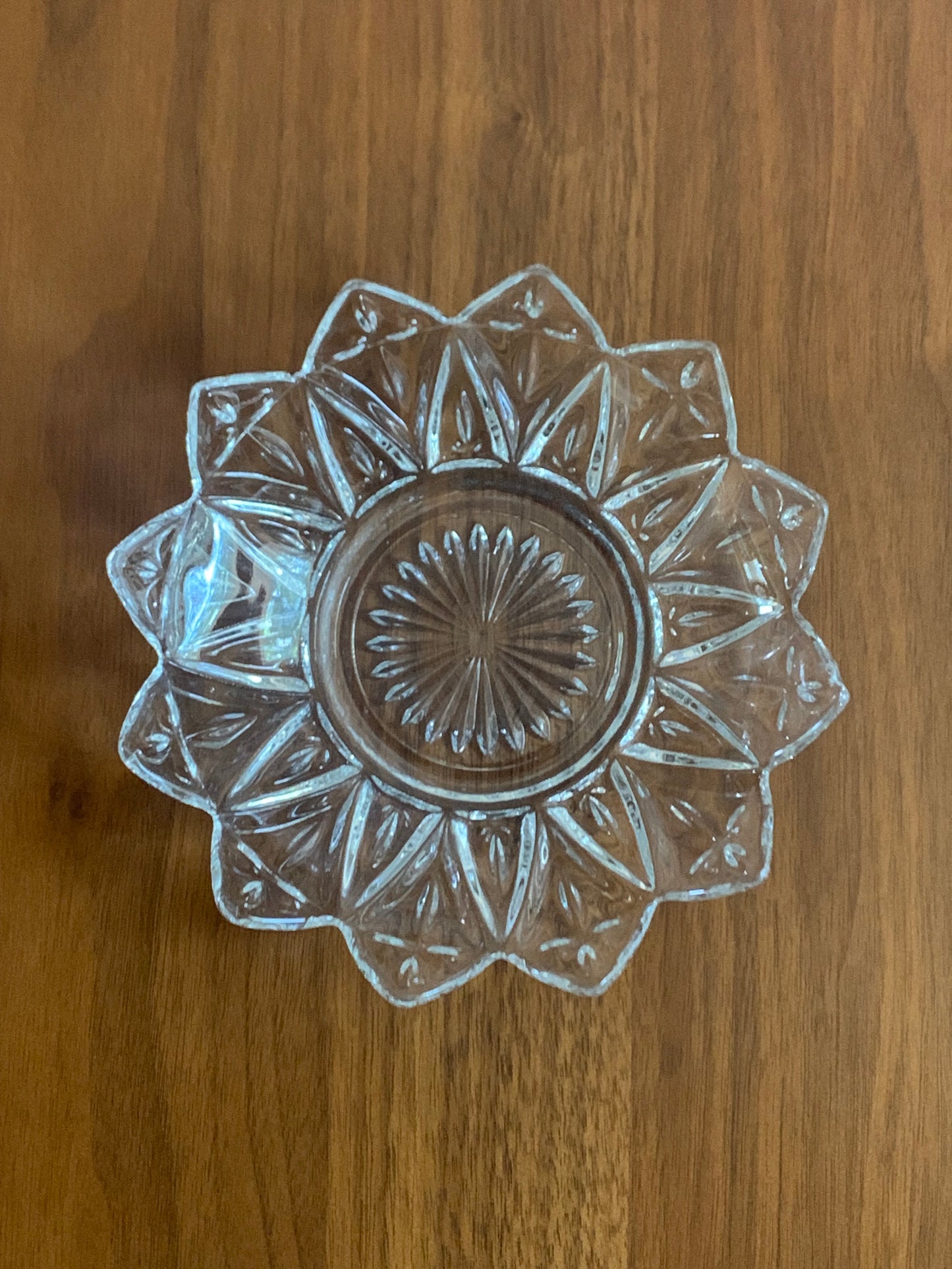 Clear Pressed Glass Small Petal Plate
